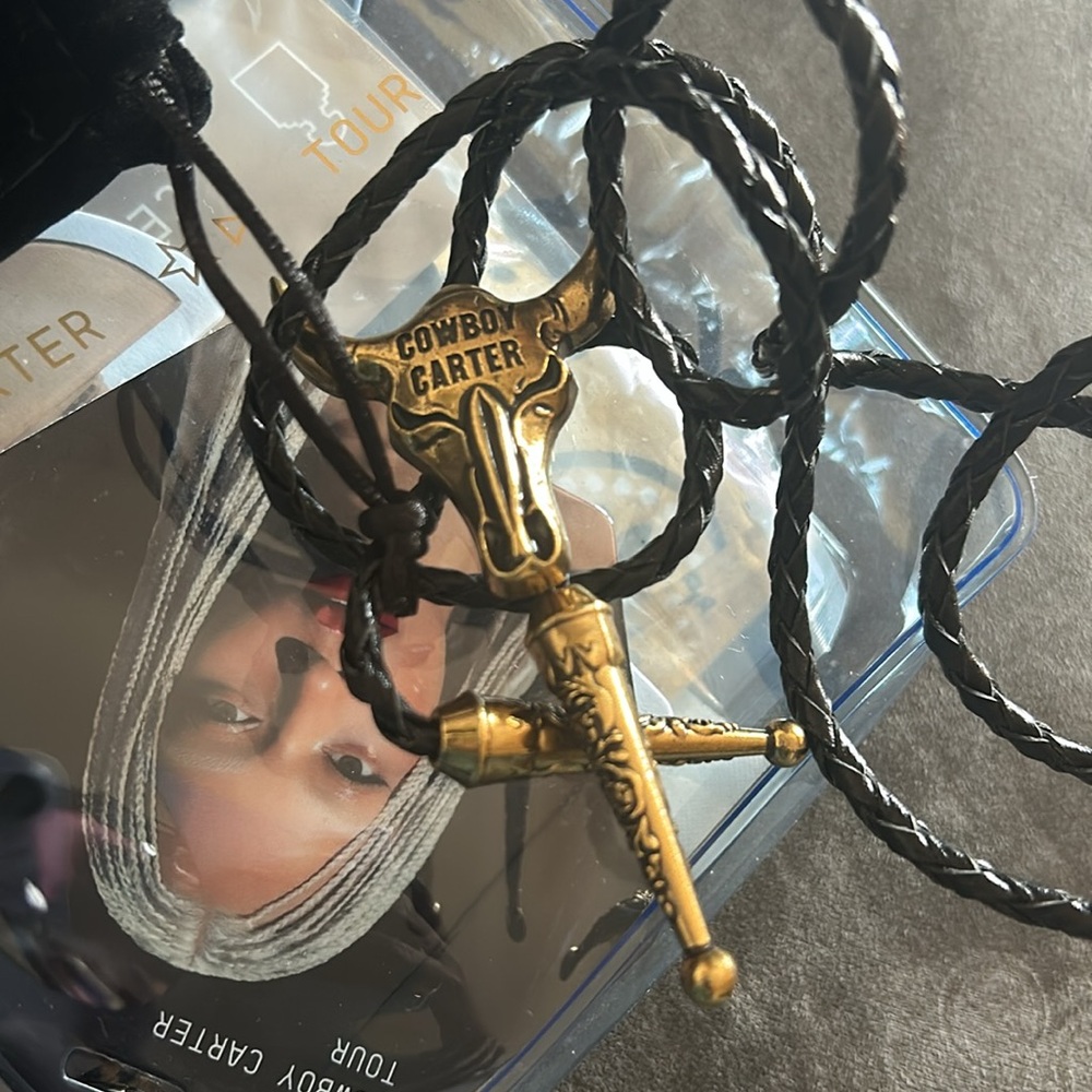 Beyonce Cowboy Carter Gold Bull Head Bolo Tie from VIP experience